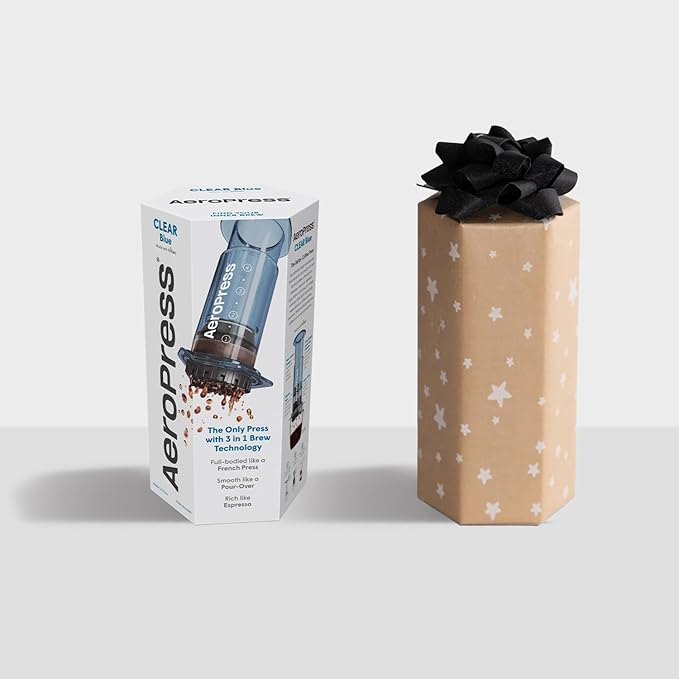 AeroPress Clear Blue Coffee Press – 3 In 1 Brew Method Combines French Press, Pourover, Espresso, Full Bodied Coffee Without Grit or Bitterness, Small Portable Coffee Maker for Camping & Travel, Blue