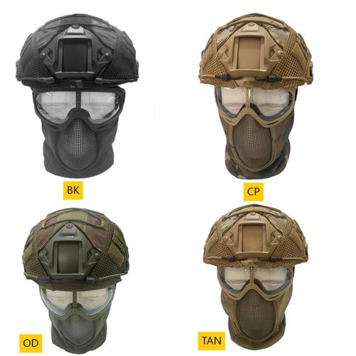 CMAIR4U 4 Pack Tactical Helmet Set - Paintball & Airsoft Helmet with Mask & Anti-Fog Goggles (OD)