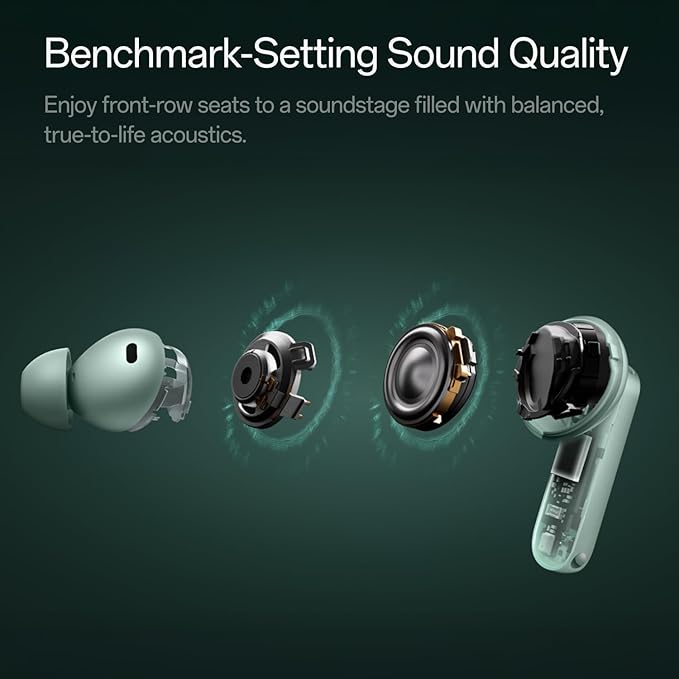 OnePlus Buds 4 Bluetooth Wireless Earbuds, Zen Green, E513A, in-Ear, True Wireless with Active Noise Cancellation