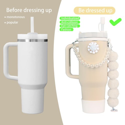Stanley cup accessories set contains a water bottle handle strap silicone straw cover silicone cup boot pendant accessory accessories