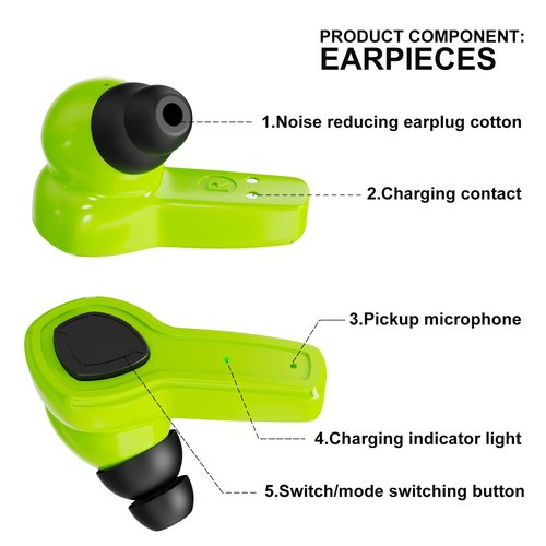 Electronic Shooting Ear Protection Earplug Active Noise Cancelling Earbuds for Shooting & Hunting, NRR 24dB, in Ear Hearing Protection for Gun Range (Green)