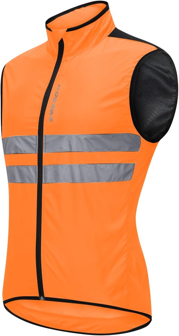 WOSAWE Men's High Visibility Cycling Wind Jacket Water Resistance Reflective Windbreaker