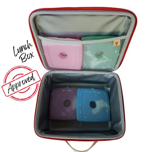 Pinolca Icey Block, Set of 4 Pack Slim Reusable Ice Packs for Lunch Bags, Boxes, and Coolers, Quick Freeze and Space Saving (Multi-Colored)
