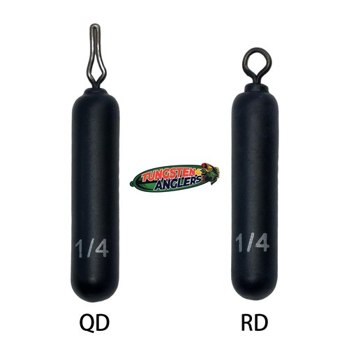 Tungsten 4 Anglers – 97% Pure Tungsten Skinny Drop Shot Weight Perfect Your Finesse Fishing |1/8oz. to 1/2oz. - Multi-Color | Perfect Your Finesse Fishing – 4-10-Pack/Bag (1/4oz. 8pc. QD Black)
