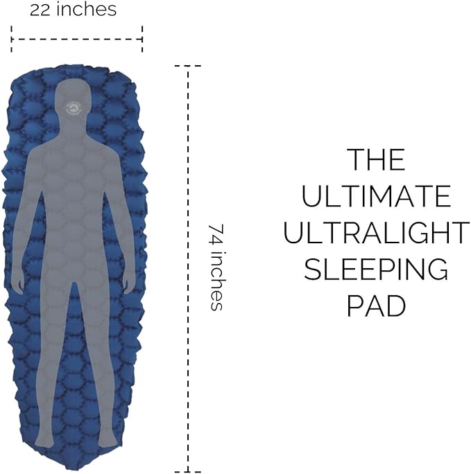 ECOTEK Outdoors Hybern8 Ultralight Inflatable Sleeping Pad with Contoured FlexCell Honeycomb Design - Easy to Inflate, Comfortable, Lightweight, Durable, and Hammock Approved [Ocean Blue]