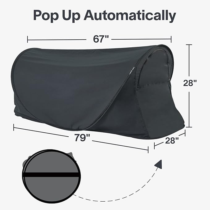 Eighteentek Bed Canopy Office Bed Tents Dream Tents Privacy Space Office Sleeping Tents Indoor One Person Lay Down NOT Sitting Pop Up Portable Frame Curtains Breathable Cottage Grey 79" Lx28 Wx28 H