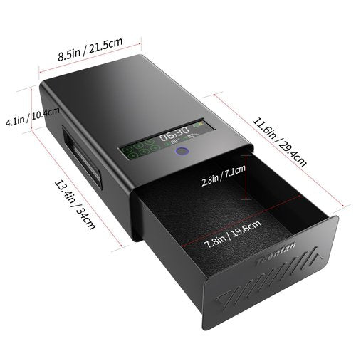 Slider Gun Safe for Nightstand - Drawer Safe for Handguns, Biometric Fingerprint, Keypad & Key, LCD Display - Quick Access Bedside & Car Safe for 2 Guns