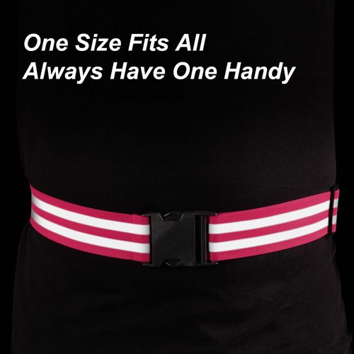 Little World Reflective Belt, Reflective Running Gear Elastic Reflective Sash (2, Pink, Black)