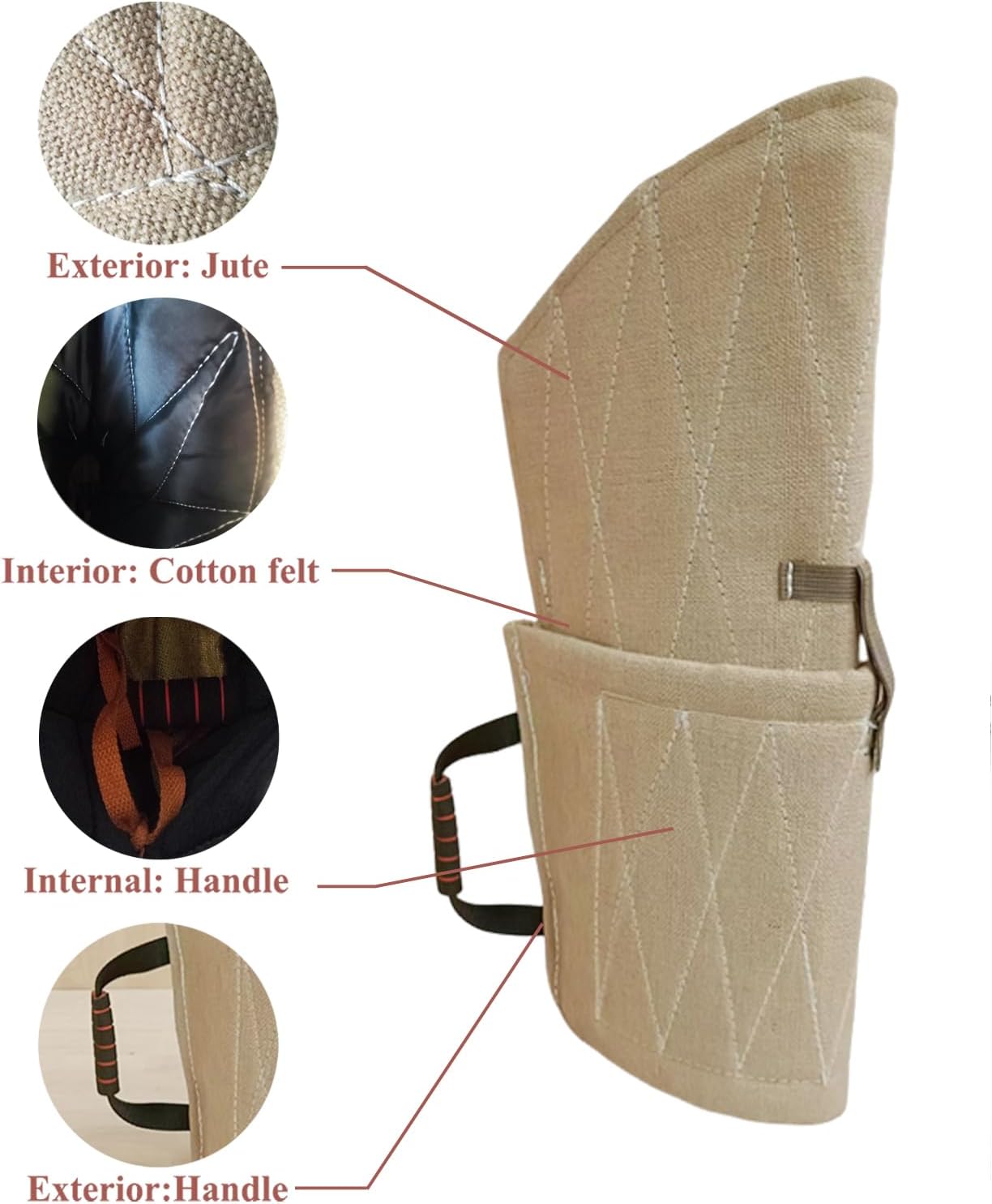 Professional Big Dog Bite Sleeve Agility Equipment Dog Training Arm Protection +PU Leather Stick Kit Set (Canvas)