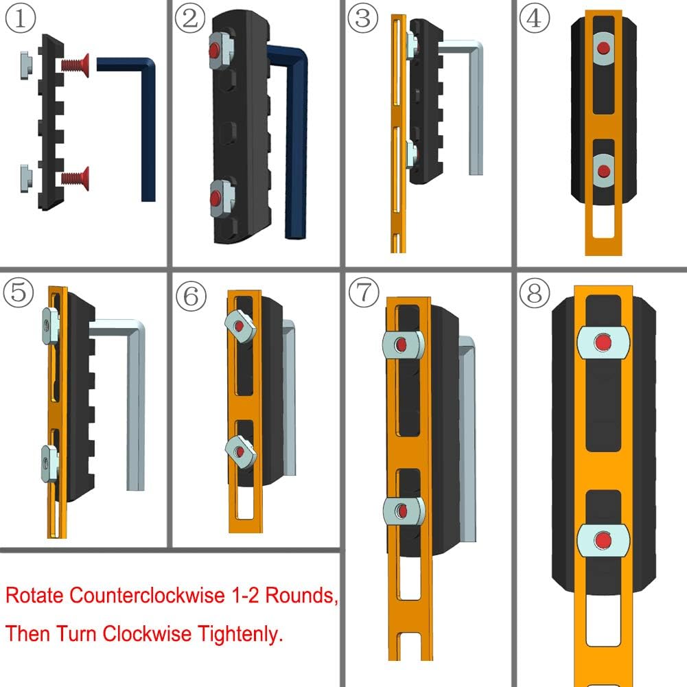 TuFok 7-Slot Alumimun Picatinny Rail for Mlock - Thin 0.37in Height Rail Section Adapter Mount with Socket for 3/8" QD Sling Mount Attachment