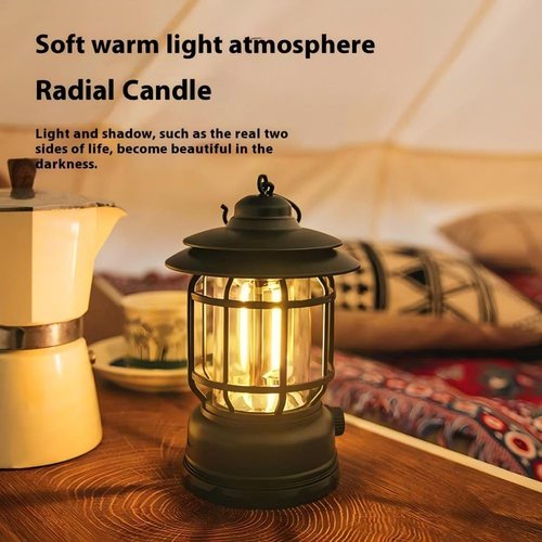 Rechargeable Camping Lantern,Outdoor Camping Light with USB Charging Port,Fearless of Wind and rain,Suitable for Garden,Courtyard,and Lawn Use(Green)