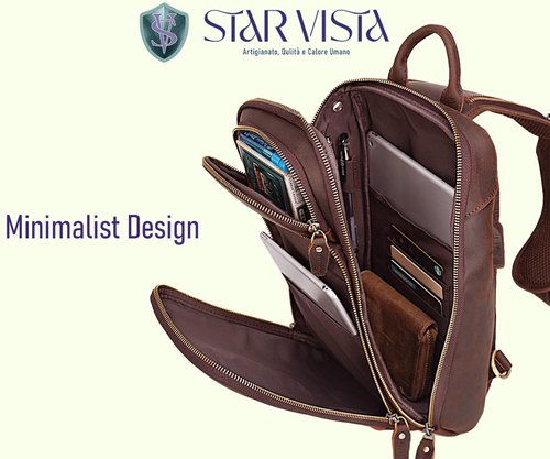 STAR VISTA Caracalla Full Grain Leather Sling Bag, Crossbody Chest Bag, Minimalist Design, Casual Daypack, YKK Zippers (Small (11" Tablet))