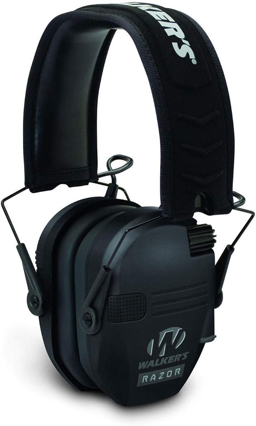 Walker's Razor Compact Electronic Youth/Women's 23dB NRR Noise-Canceling Hearing Protection Muff, 2 AAA Batteries Included