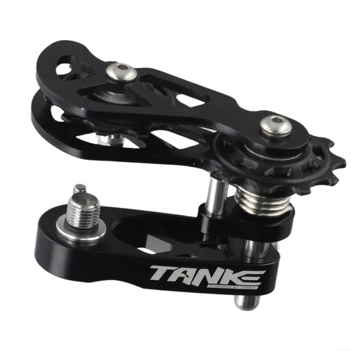 Single Speed Chain Tensioner - Multi-Segment Adjustment with Double Spring Guide, Noiseless Performance for 8 to 12 Speed Bikes(Black)