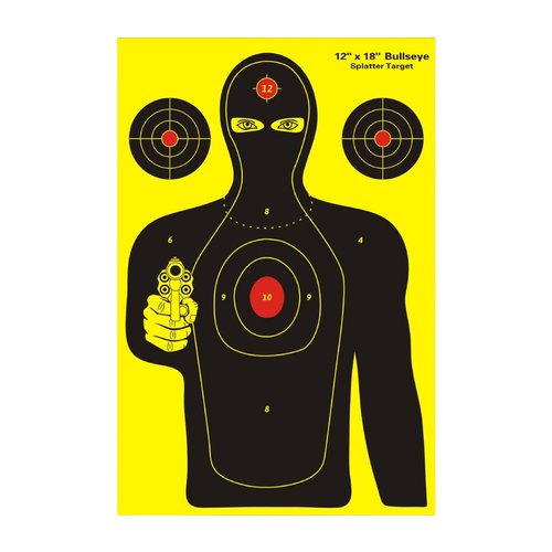 Lipulacer 12 X 18inch Bad Guys Silhouette Splatter Shooting Splatter Targets, Heavy Duty Non-Adhesive Splash Effect of Fluorescent Yellow Shooting Targets(10Pack)