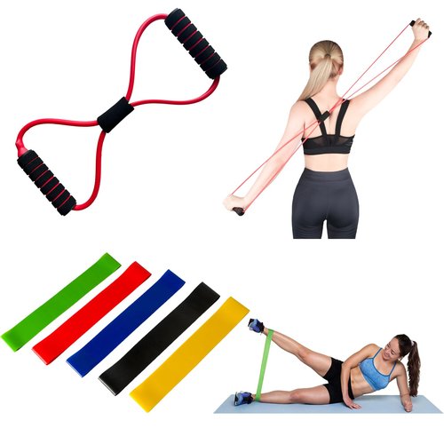 Resistance Bands, Figure 8 Exercise Bands for Women Men, 8 Shaped Resistance Bands for Arms, Chest Expander, Yoga Gym Fitness Pulling Rope 8 Word Elastic for Exercise Muscle Training Tubing