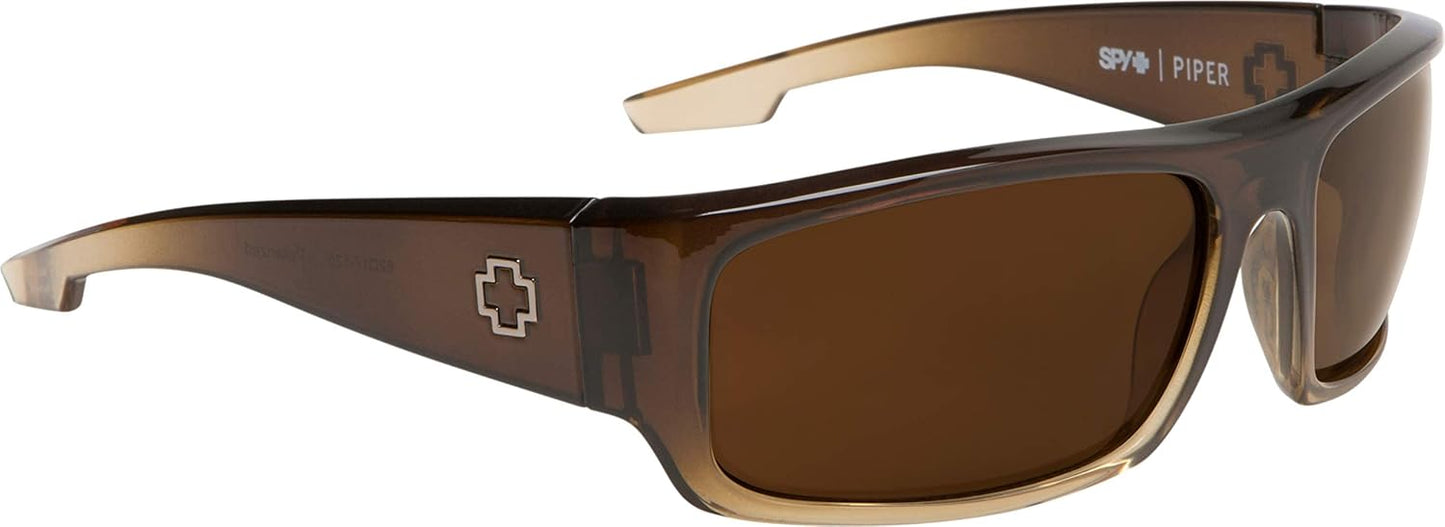 SPY Optic Piper, Rectangular Wrap Sunglasses, Color and Contrast Enhancing Lenses
