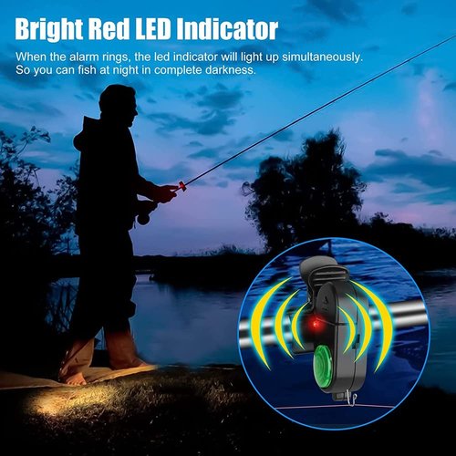 MuNanshan New 4Pcs Fishing Bite Alarm, Sensitive Electronic Fishing Alarms Indicator, Sound Bite Alert Bell with LED Lights