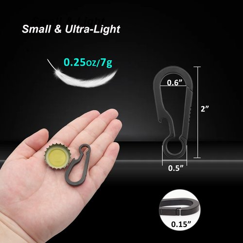 PJYTAC Titanium Carabiner Clip Small Backpack Clip Black Hook Heavy Duty Keychain Clips Anti-Lost Quick Release Key Chain for Keys Bottle Opener Keychain