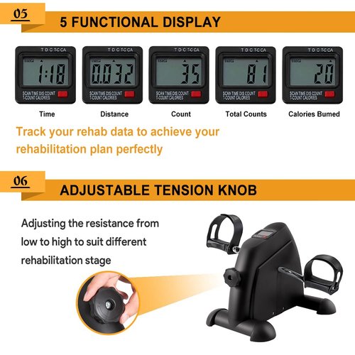 GOREDI Under Desk Bike Pedal Exerciser, Portable Mini Exercise Bike with LCD Display for Home/Office, Desk Cycle for Leg/Arm with Handle, Leg Exerciser While Sitting for Seniors (Black)