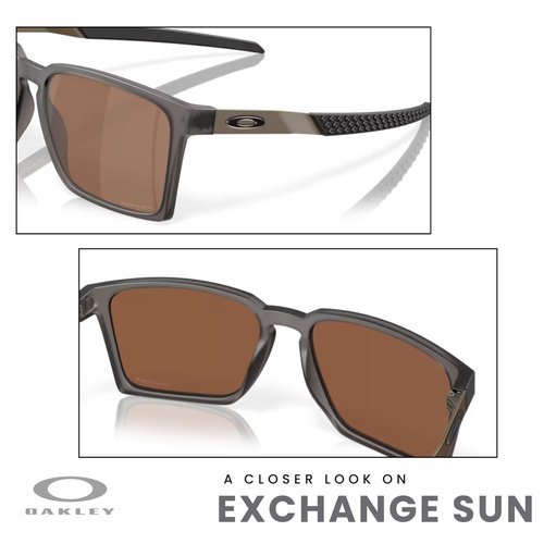 OAKLEY Exchange Sun OO9483 948302 56MM Satin Grey Smoke/Prizm Tungsten Rectangular Sunglasses for Men for Women+ Bundle Accessory Leash Kit, Microfiber Pouch