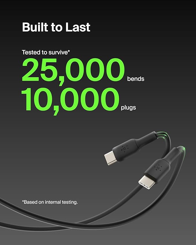 Belkin BoostCharge USB-C to USB-C Cable (1M/3.3ft) for iPhone 16, iPhone 16 Pro, Samsung Galaxy S25, S24, Pixel 9 & 8, iPad Pro, Nintendo Switch 2, Carplay & More – Black