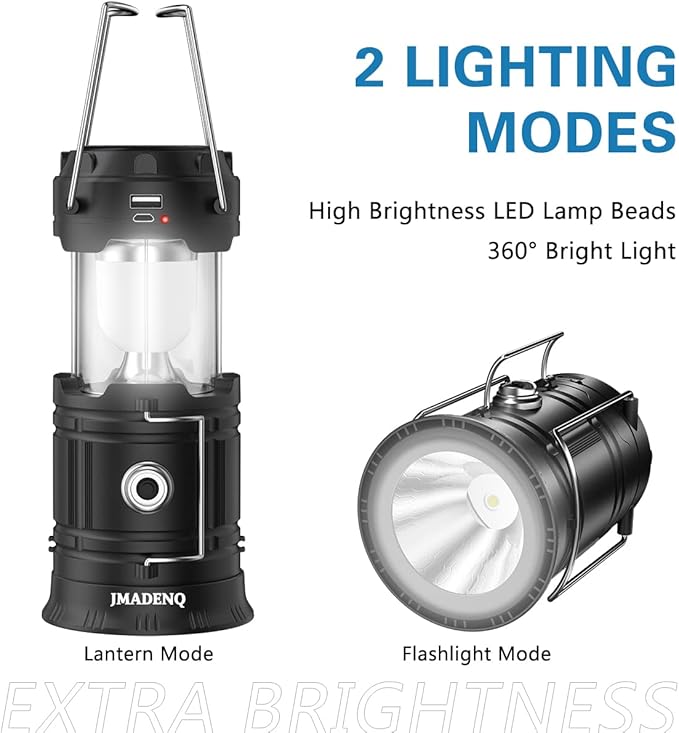 2023 Upadte Solar Lantern Flashlights Charging for Phone, USB Rechargeable Led Camping Lantern, Collapsible & Portable for Emergency, Hurricanes, Power Outage, Storm (Classical-2)
