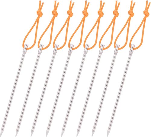 iBasingo 8pcs/lot Titanium Alloy Pegs 16.5cm Camping Tent Stakes Portable Tent Nails for Picnic Hiking Backpacking Ti4005P