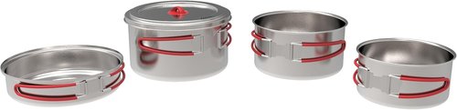 Coghlan's Stainless Steel Cook Set – Durable, Portable, and Lightweight Camping Cookware for Hiking, Backpacking, Outdoor Adventures, and Travel – Compact Mess Kit Includes Pots, Pans, and Lid Handles