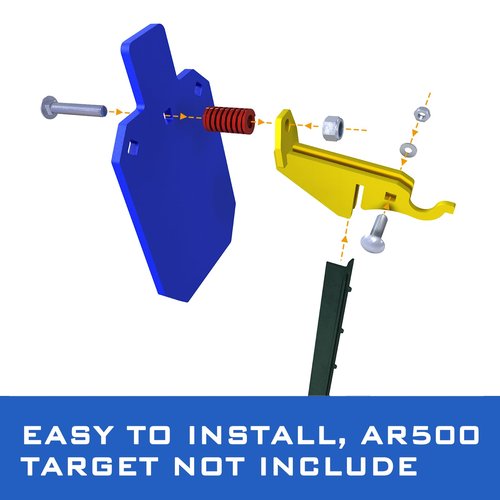 Atflbox Made of AR500 Steel Gong Hook and RecoilSpring Combo, T Post Target Hanger for AR500 Targets, Torso Silhouette Targets Conversion Adapter for Outdooor Shooting Practice (2 Pack)