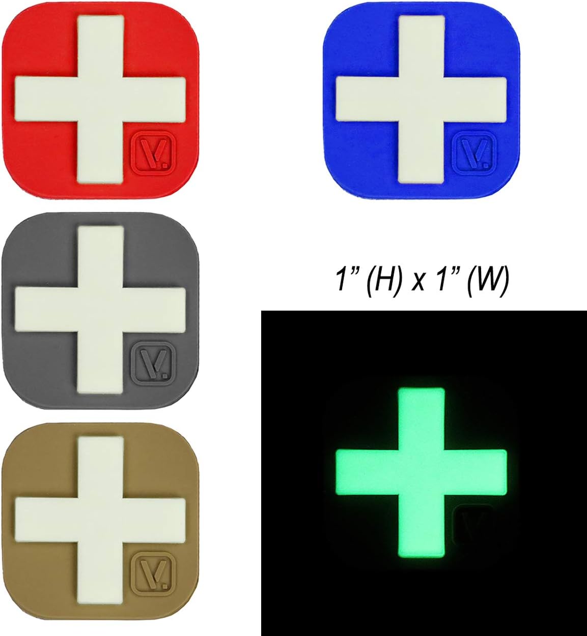 VANQUEST 1-Inch Medical Cross 'Super-Lumen' Glow-in-The-Dark Patch