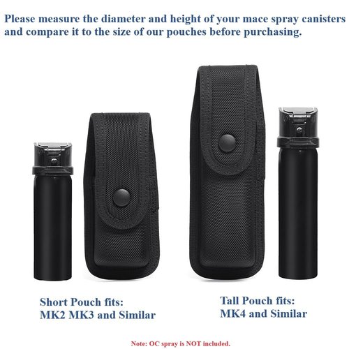 Dotacty OC/Mace Spray Pouch for Duty Belt MOLLE Vest MK3 Holster Molded Nylon Case for Pepper Gel Canisters Self Defense Can Holder Carrier w/Top Flap Snap Closure for LE CO Police Security BK
