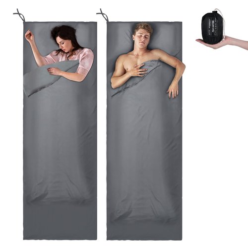 Himalaya 2-Pack Sleeping Bag Liners for Adults with Zippers, Machine Washable, Use as A Sheet, Sleep Sack Travel Camping Sheet for Backpacking, Hotel, Hostel Ultralight Sleep Bag Cover Travel