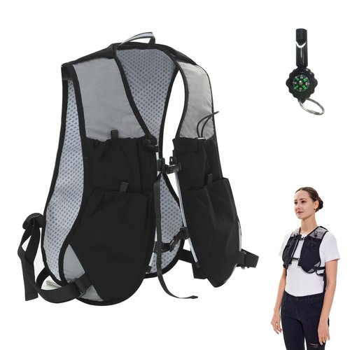 Running Vest for Men & Women, Lightweight Running Hydration Pack with 5 Pockets, Reflective Running Water Vest for Marathon, Hiking & Cycling, Waterproof Water Running Backpack with Phone Pocket