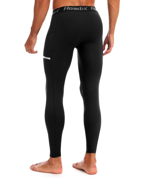 Roadbox Men's Compression Pants Running Tights with Pockets Athletic Leggings Base Layer for Workout Basketball Cycling Sport