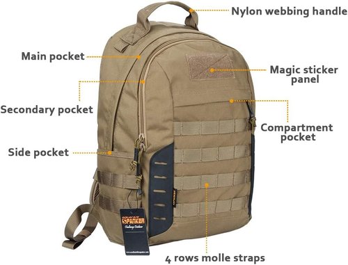 EXCELLENT ELITE SPANKER Military Tactical Backpack 18L Molle Backpacks Army Assault Survival Rucksack Pack (RGN)