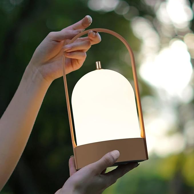 Tubicen Portable LED Cordless Rechargeable Lantern Table Lamp, 4000mAh Powerful Battery Operated Bedside Table Lamps, 4 Levels Touch Dimmable Night Light for Home Camping Dining Room Bedroom