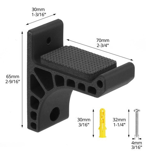 QWORK Archery Bow Wall Mount Storage Rack – Universal Bow Holder Stand for Recurve, Compound, and Longbows – 2 Pairs ABS Material, Protective Sponge Pad, Firm & Durable – Black
