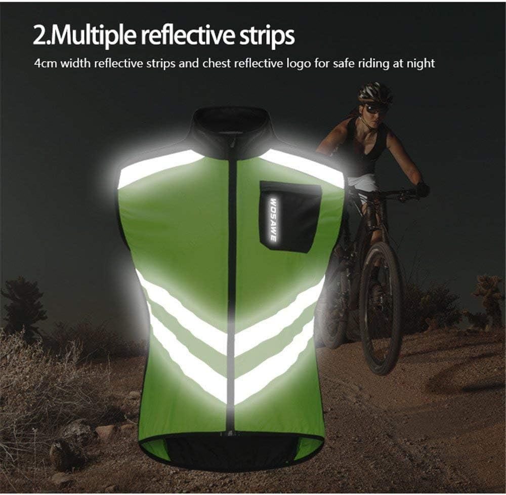 WOSAWE Men's High Visibility Cycling Wind Jacket Water Resistance Reflective Windbreaker