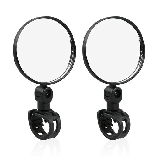waswale 2 PCS Bicycle Rearview Mirror, 2.95" Diameter Plastic Frame HD Glass Cycling Convex Mirror, 360 Degree Rotatable Non-destructive Mounting Accessories, for Bicycles Scooters (Black)
