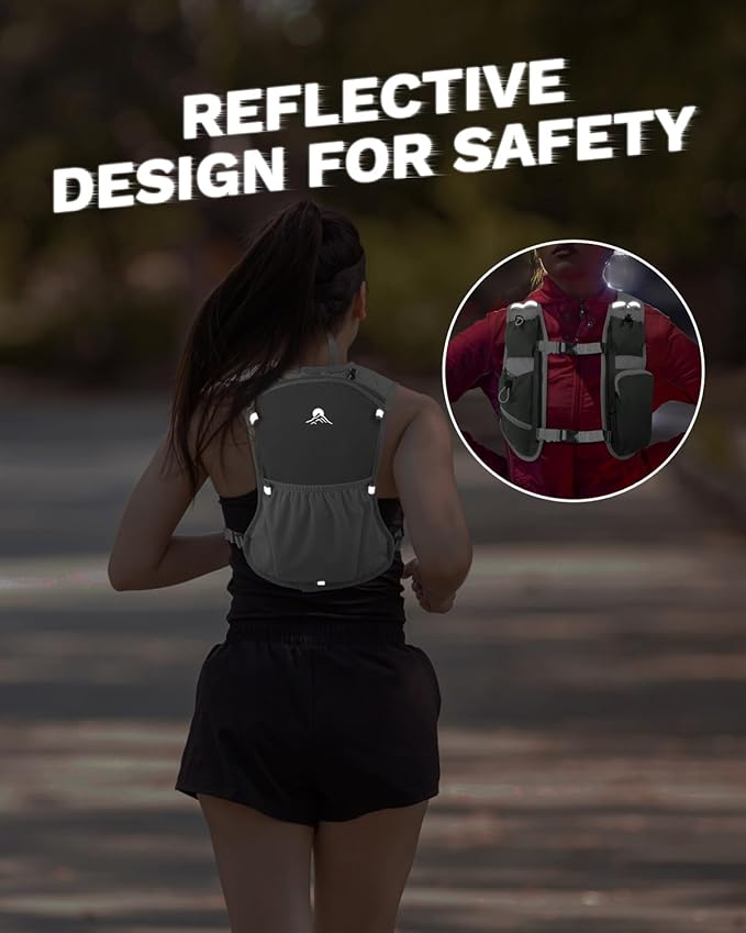 Running Vest for Women and Men, Hydration Backpack for Runners, Trail, Hiking, Biking and Walking, with Front Phone Holder, Adjustable Chest and Waist Strap