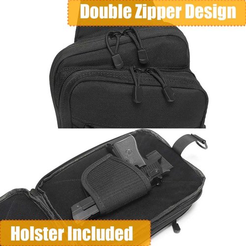 VTACOUTV Concealed Carry Sling Bag for Men, Small Gun Backpack Chest Daypack EDC Shoulder Bag Crossbody CCW Range Bags of Handgun Travel Sports Hiking Black