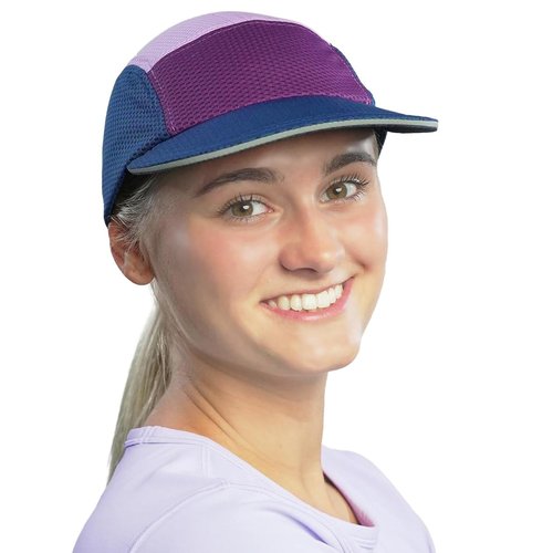 TrailHeads Summer Running Hat for Women with Soft Foam Brim & Reflective Trim – Quick Drying Cap with 5 Panel Design for Outdoors Navy-Purple-Lilac