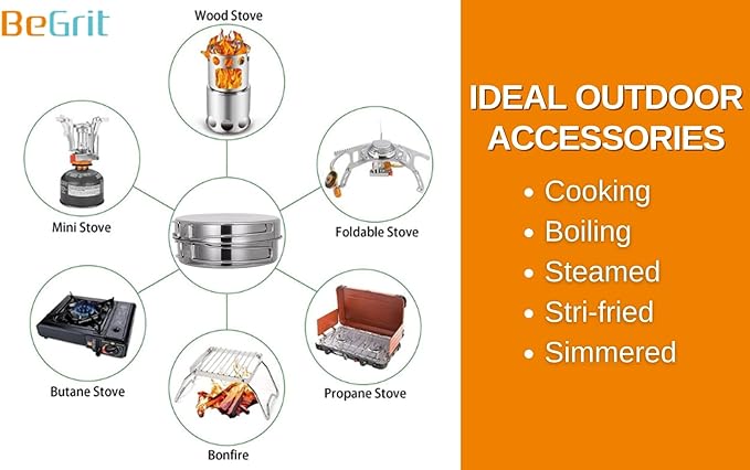 BeGrit Backpacking Camping Cookware Mini Picnic Camping Cooking Mess Kit with Pot and Pan Set for Hiking