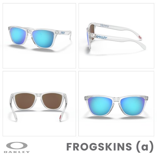 OAKLEY Frogskins (a) OO9245 9245A7 54MM Crystal Clear/Prizm Sapphire Square Sunglasses for Men for Women+ Bundle Accessory Leash Kit, Microfiber Pouch