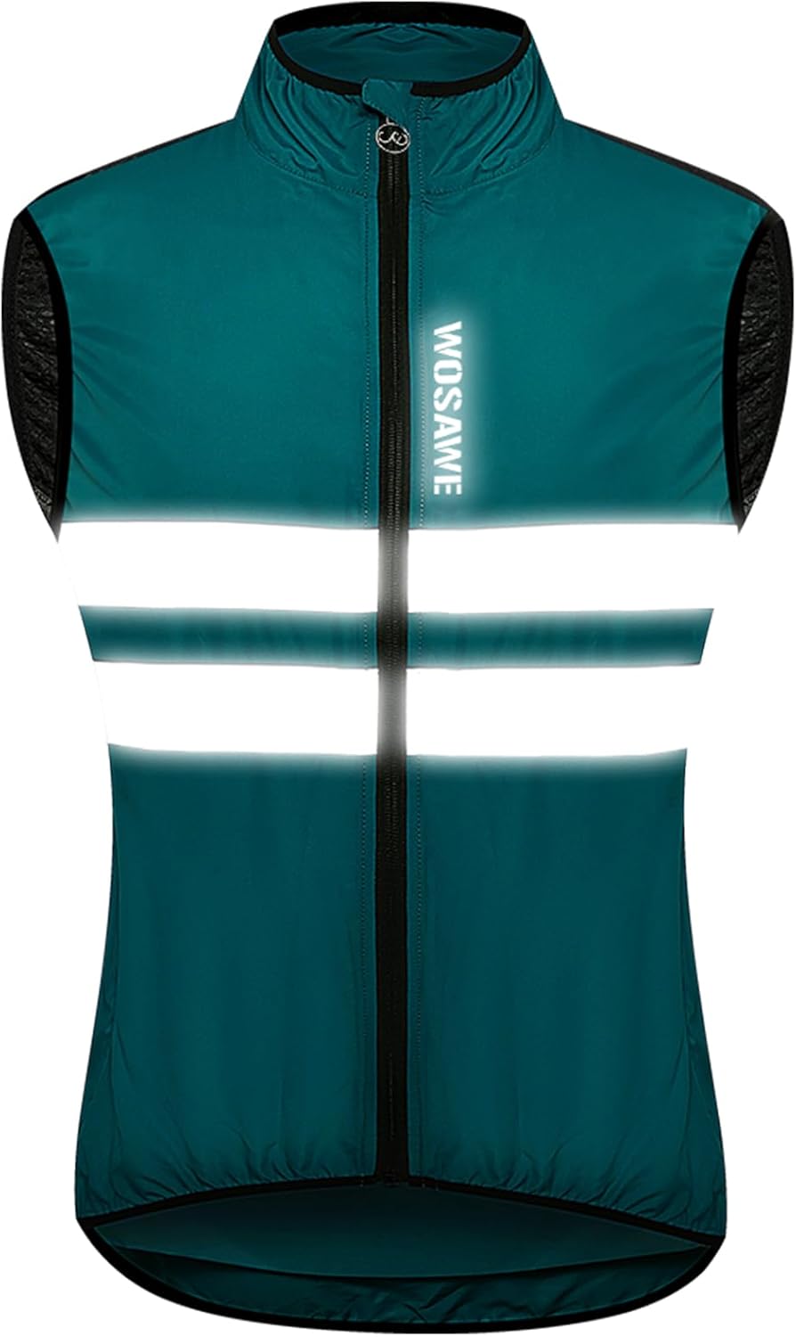 WOSAWE Men's High Visibility Cycling Wind Jacket Water Resistance Reflective Windbreaker