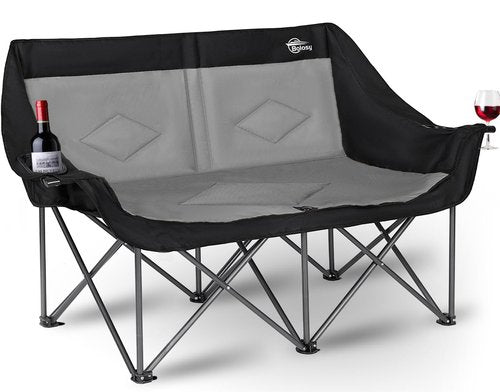 Bolosy 2 Person Camping Chair Camping Loveseat Oversized Double Folding Camping Chair Heavy Duty Two Person Camp Chair Love Seat Dou Chairs Sport Lawn Chair for Adults