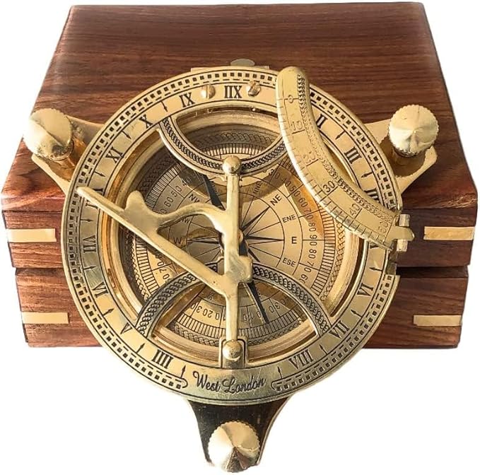 Smizzy Navigational Maritime Vintage Nautical Brass Compasses Fully Functional Titanic/Robert Frost Poem Compass/Sundial for Gift and Home Décor