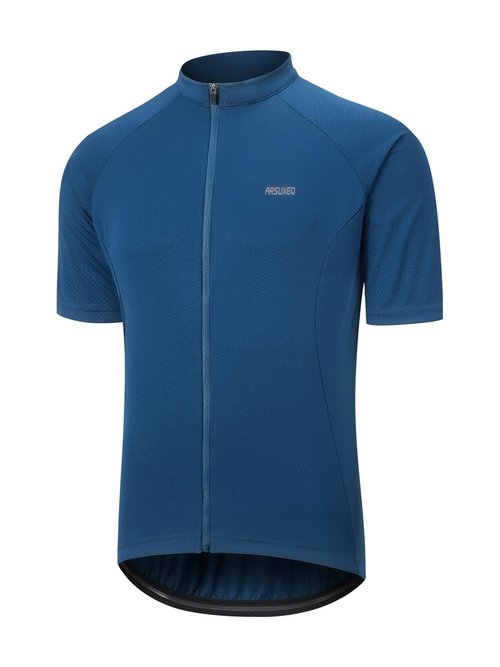 ARSUXEO Cycling Jersey Men Short Sleeves Ultra-Comfortable Road Bike Jersey Biking Bicycle Shirt Blue Large