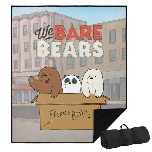 LOGOVISION We Bare Bears Picnic Outdoor Blanket, 50"x60" Baby Bears, Foldable Blanket for Picnic, Beach, Camping, Park, Tailgate